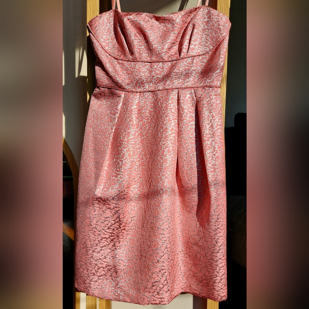 BCBG MAX AZARIA Strapless Mini Cocktail Dress Peach Pink And Bronze Size 6